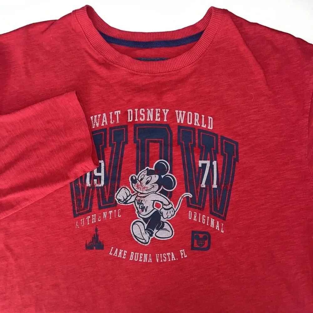 Disney Parks Walt‎ Disney World Long Sleeve Red T Shirt Mens L